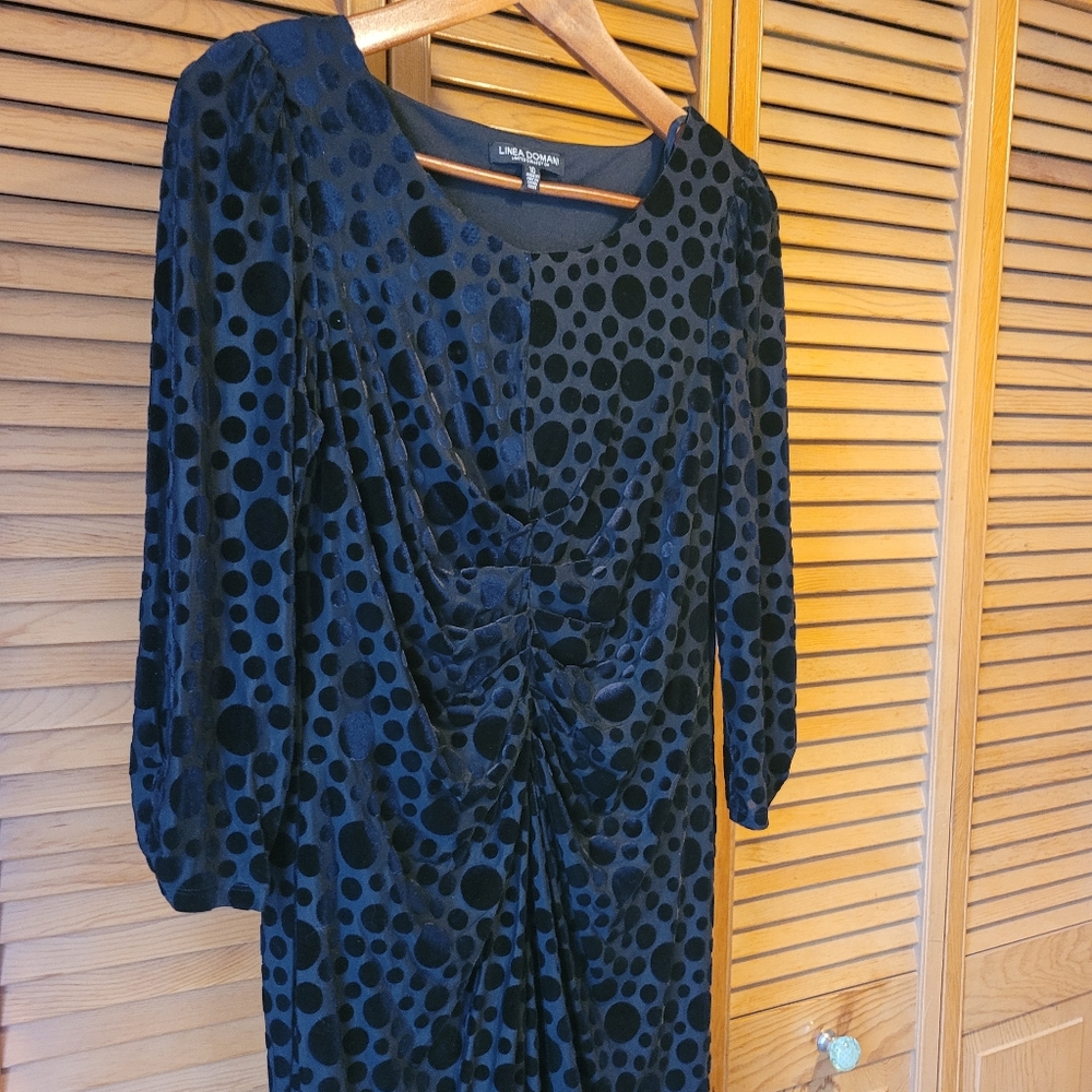 Linea Domani Velvet Polka Dot Print Dress
